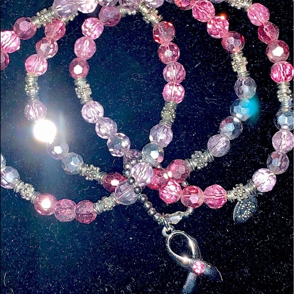 Set of Three Breast Cancer Bracelets (one multi)